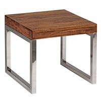 BEISTELLTISCH Massivholz Metallgestell Landhausstil GUNA, Dunkelbraun 45x45x40 cm - Silberfarben/Braun, Holz/Metall (45/45/40cm) - KADIMA DESIGN