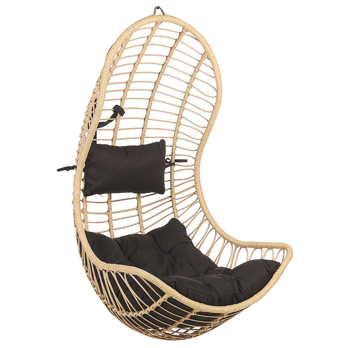 HÄNGESESSEL mit Gestell PE Rattan natürlich 97 cm Pineto - Beige, Kunststoff (80/199/97cm) - Beliani