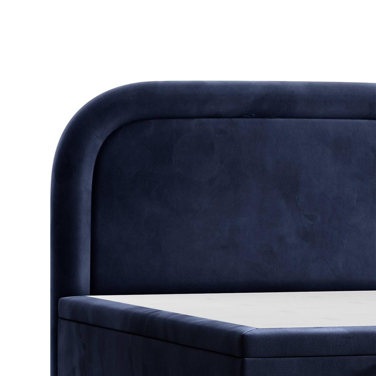 POLSTERBETT Harmony mit Stauraum 180/200 cm Marineblau im Uttario Stoff - Chromfarben/Dunkelblau, Holz/Holzwerkstoff (180/200cm) - AltaBeds