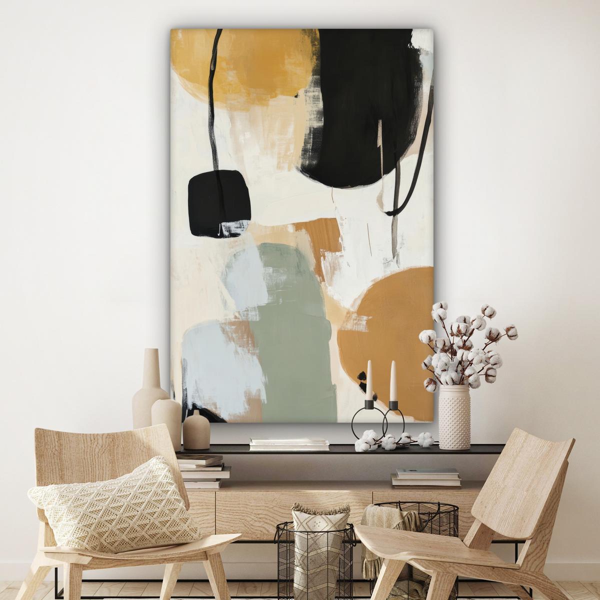 LEINWANDBILD Farbe - Abstrakt - Farben Deko Groß 90x140 cm - Currygelb, Textil (90/140cm) - MuchoWow