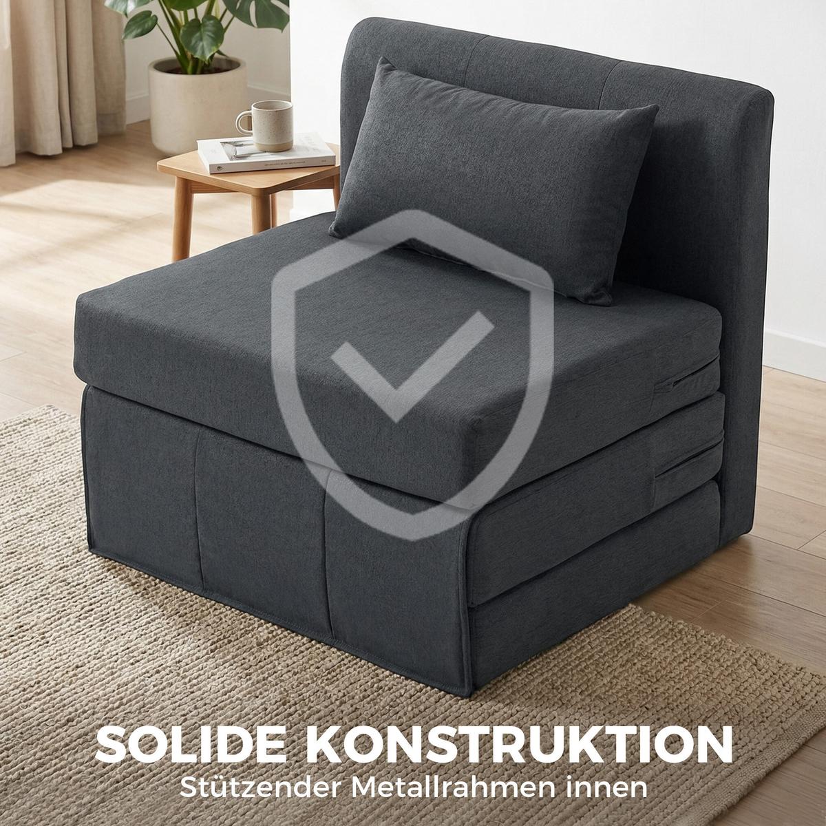 BODENSESSEL Polyester Schaumstoff Dunkelgrau - Dunkelgrau, Textil (75/74/80cm) - HOMCOM