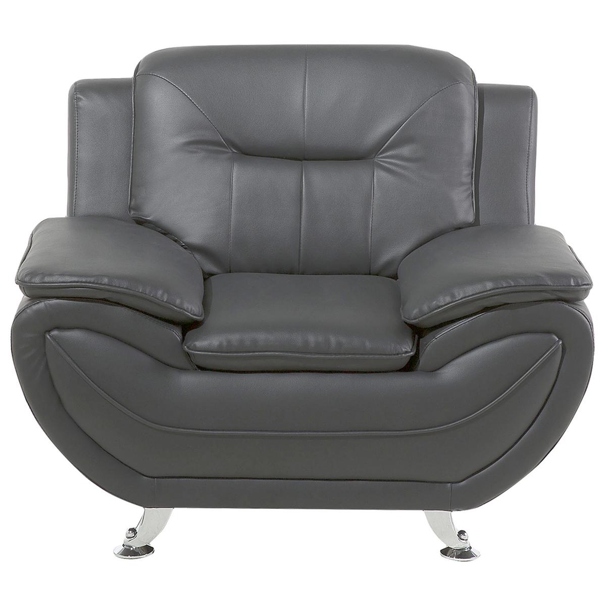 SESSEL Kunstleder Grau Leira - Grau, Kunststoff/Textil (113/88/86cm) - Beliani
