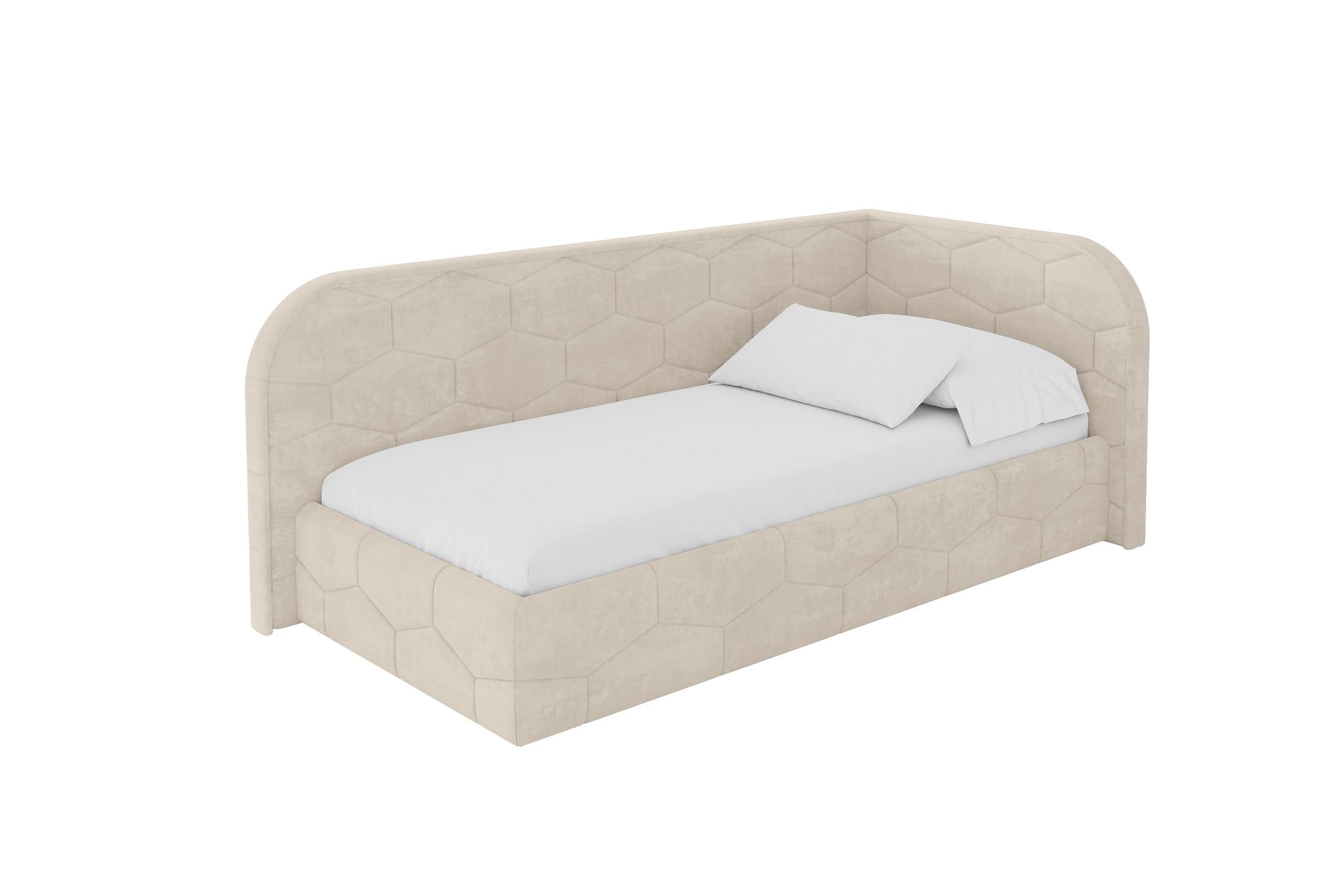 EINZELLBETT Jugendbett mit Bettkasten und Matratze H3/H4, Links - JAXY 100x200 Beige - Beige, Holzwerkstoff/Textil (100/200cm) - ALTDECOR