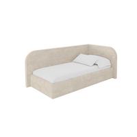 EINZELLBETT Jugendbett mit Bettkasten und Matratze H3/H4, Links - JAXY 100x200 Beige - Beige, Holzwerkstoff/Textil (100/200cm) - ALTDECOR