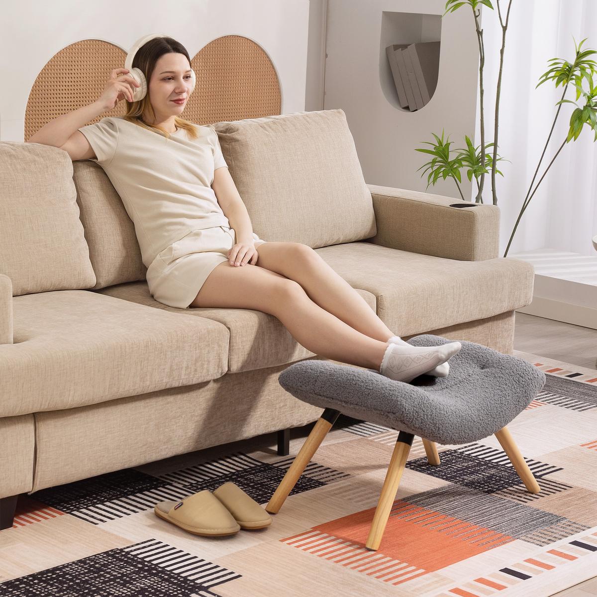 SITZHOCKER, Fußhocker, Polsterhocker, Fußstütze bis 120 kg belastbar Dunkelgrau - Dunkelgrau, Kunststoff (45/38/67cm) - HOMCOM