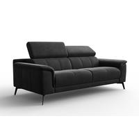 SOFA FIERO 3-Sitzer, Schwarzer Veloursstoff - Schwarz, Holz/Textil (212/82/103cm) - Courtois Laville