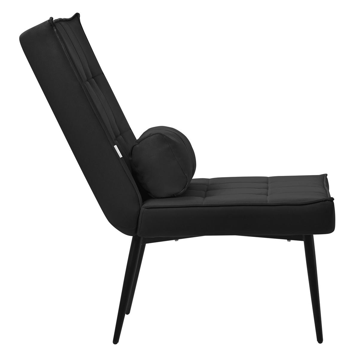 SESSEL Wohnzimmer aus Kunstleder-PU Schwarz Relaxsessel mit Lendenkissen - Schwarz, Metall (97/100/79cm) - ML-DESIGN