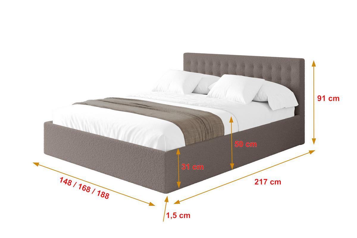 POLSTERBETT mit Bettkasten und Lattenrost, Boxbett ohne Matratze - PARI 160x200 Braun - Braun, Holzwerkstoff/Textil (160/200cm) - ALTDECOR