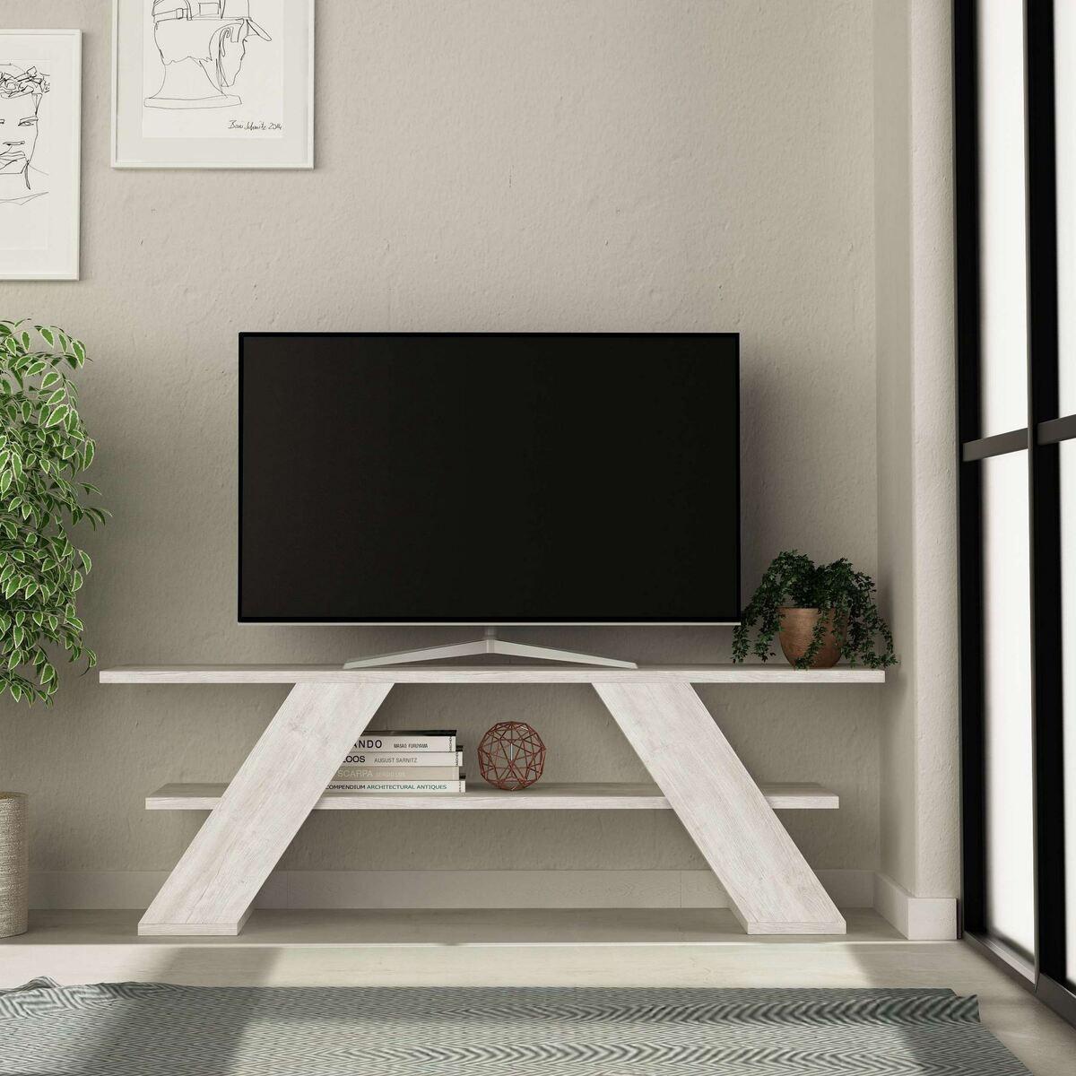 TV-MÖBEL 3 Regale L120 cm - Farfalla - Weiß, Holzwerkstoff (33.5/40/12.2cm) - Calicosy