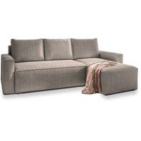 ECKSOFA POTARO Beige Kordstoff mit Schlaffunktion - Beige/Grau, Holz/Kunststoff (232/140cm) - MASSENO
