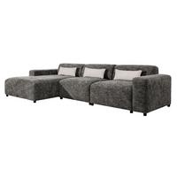 ECKSOFA L Form Jughlio Grau 331/165/75 cm Links mit Schlaffunktion - Schwarz/Grau, Kunststoff/Textil (165/331cm) - AX Living