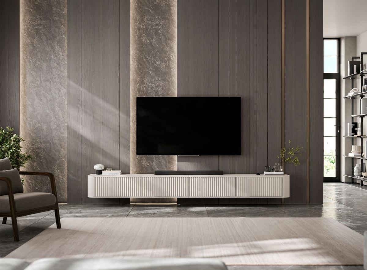 TV-LOWBOARD 2er-Set Aurora Kaschmir matt 280 cm mit Sockel - Kaschmir, Holzwerkstoff (280/37/35cm) - Meble Lindner