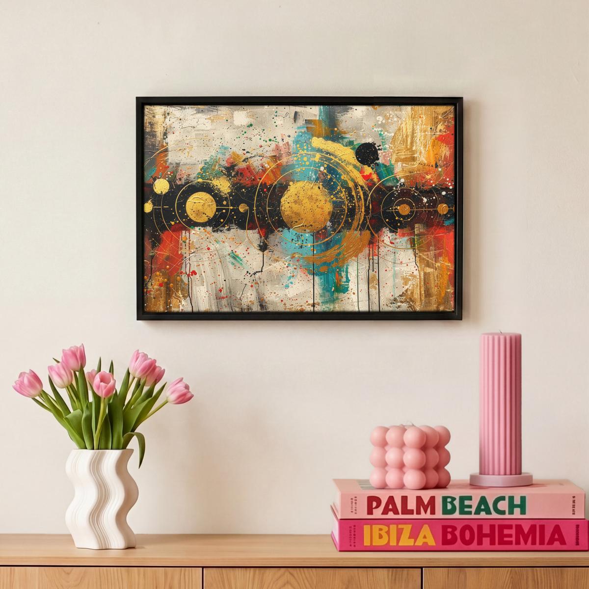LEINWAND Bilder mit Rahmen - Abstrakt - Kunst - Gold - Modern - 30x20 - Multicolor, Textil (30/20cm) - MuchoWow
