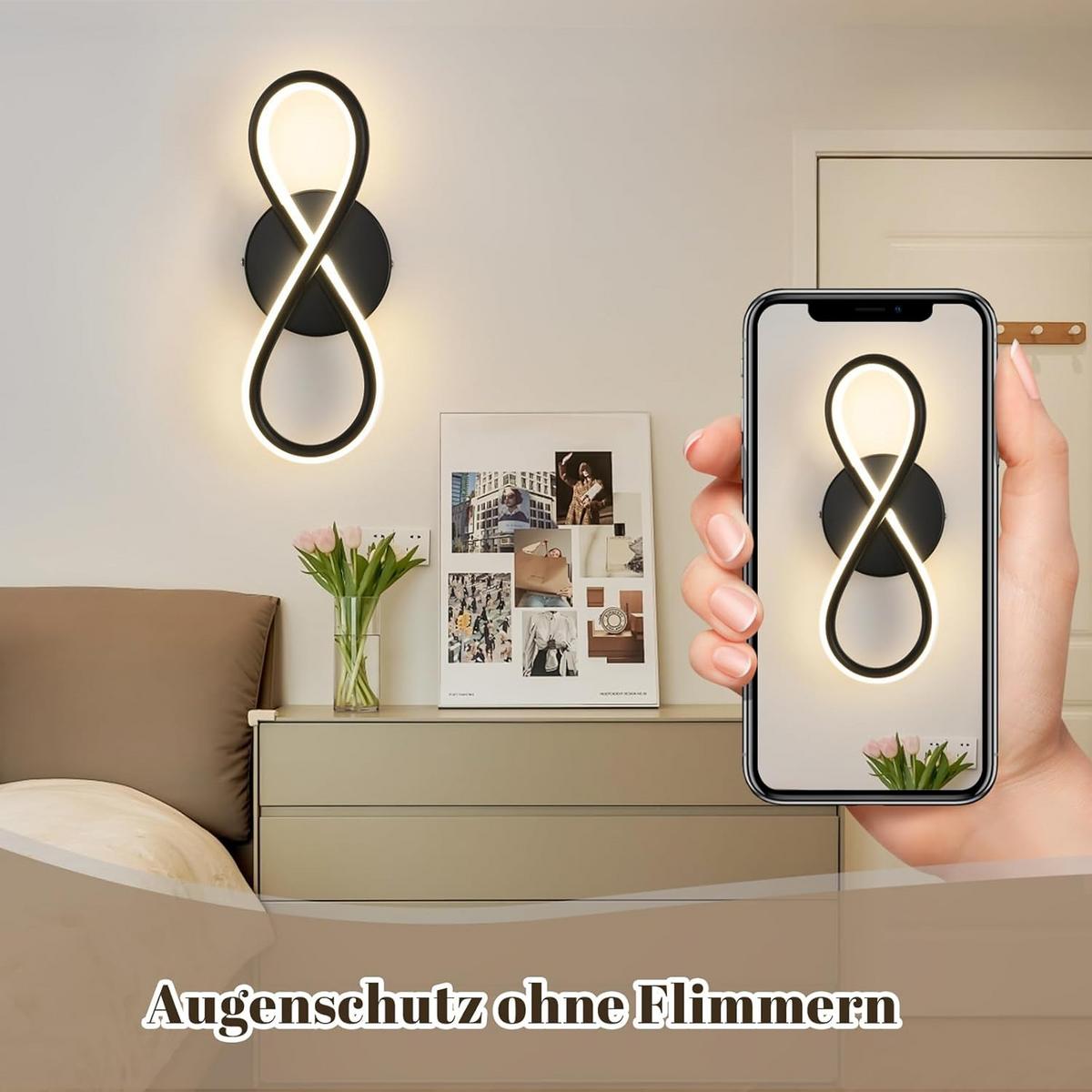 LED - WANDLEUCHTE Wellthar 12.0/9.0/31.0 cm - Schwarz, Kunststoff (12/9/31cm) - ZMH