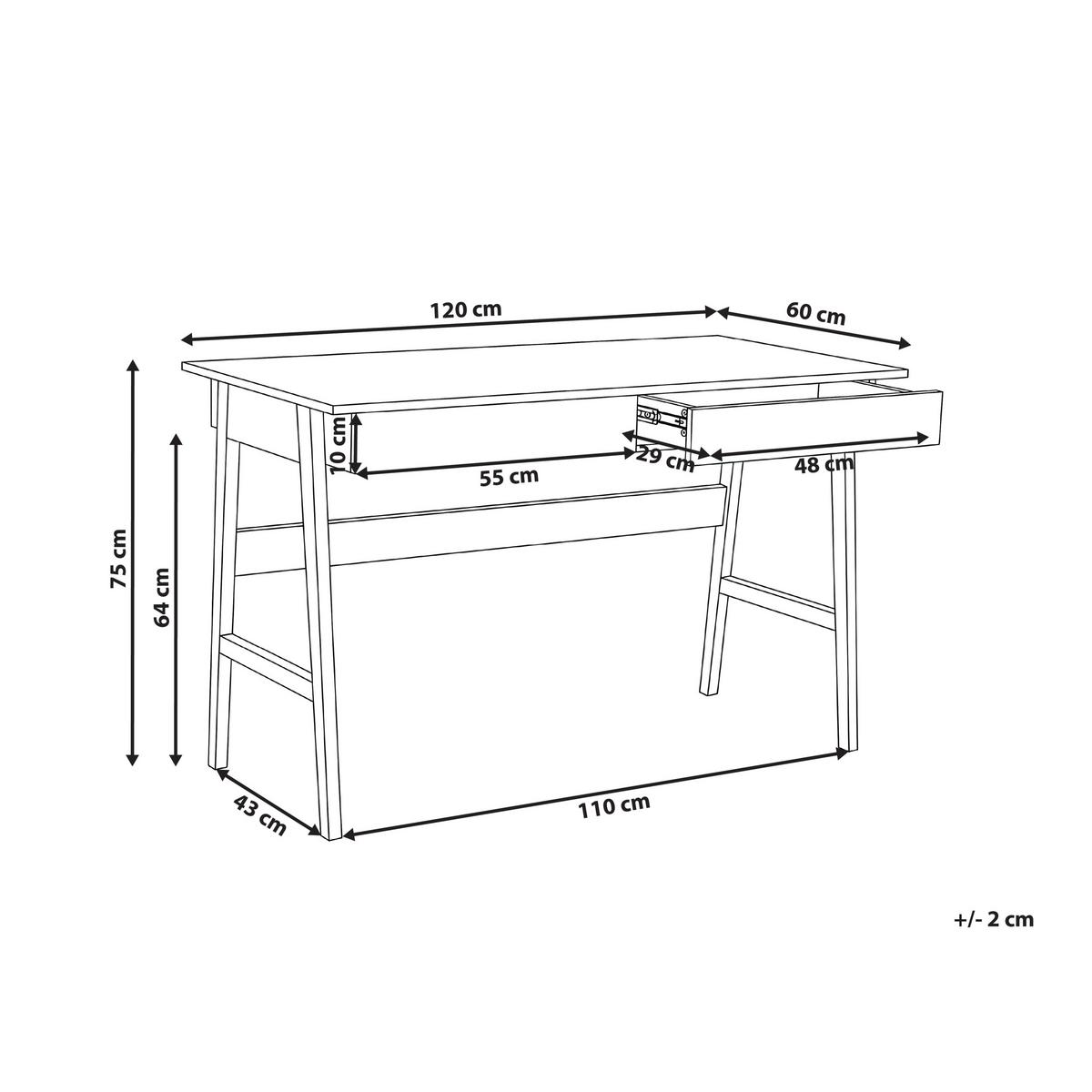 SCHREIBTISCH Hellbraun/Weiß 120/60 cm Theslay - Hellbraun, Holzwerkstoff (60/120/75cm) - Beliani