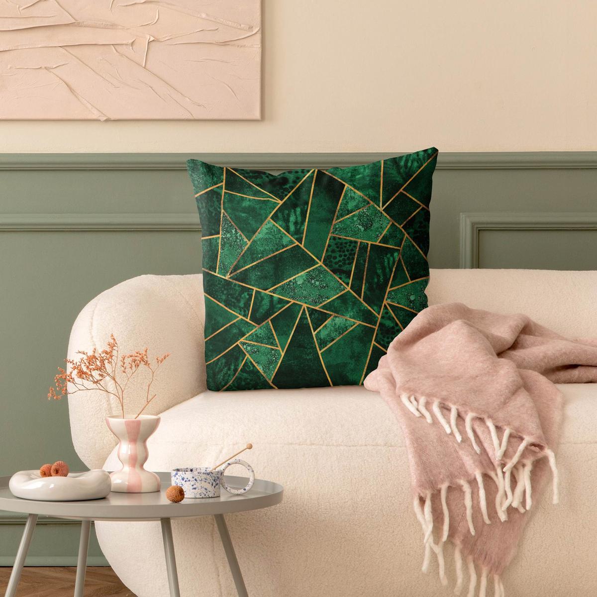 KISSENBEZUG Dunkler Smaragd mit Gold 40/40 cm - Grün, Textil (40/40cm) - Bilderwelten