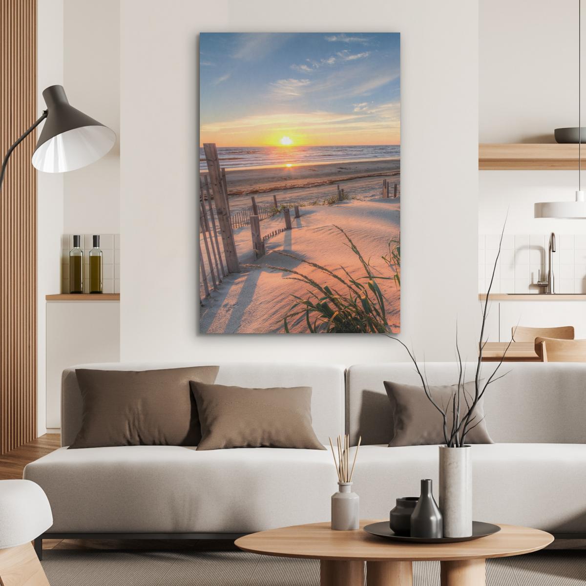 AKUSTIKBILD Strand - Meer - Düne - Sonnenuntergang - Landschaft Wanddeko 60x90 cm - Beige, Kunststoff (60/90/0.9cm) - MuchoWow