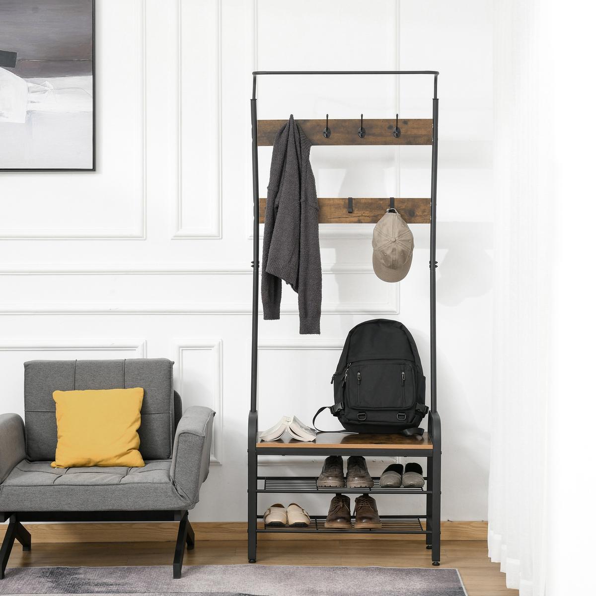 GARDEROBENSTÄNDER - Schwarz, Metall (34/185/72cm) - HOMCOM