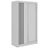 SCHWEBETÜRENSCHRANK mit Lamellen und Schubladen NAURU - 120 - Weiß und Schwarz - Schwarz/Alufarben, Holzwerkstoff/Metall (120/216/61cm) - MKS