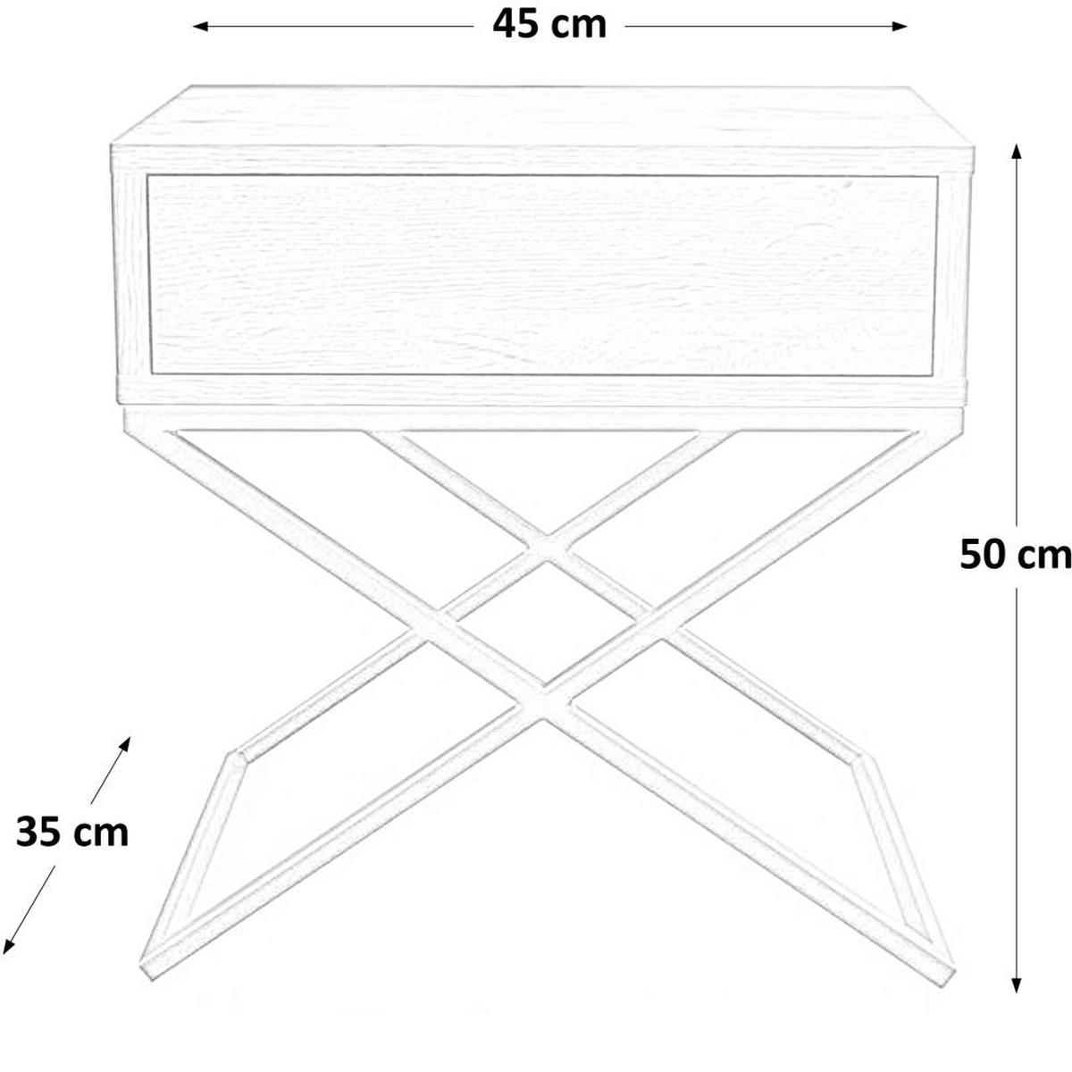 NACHTSCHRANK Max 45/50/35 schwarz - Goldfarben/Schwarz, Holzwerkstoff/Metall (45/50/35cm) - Beautysofa