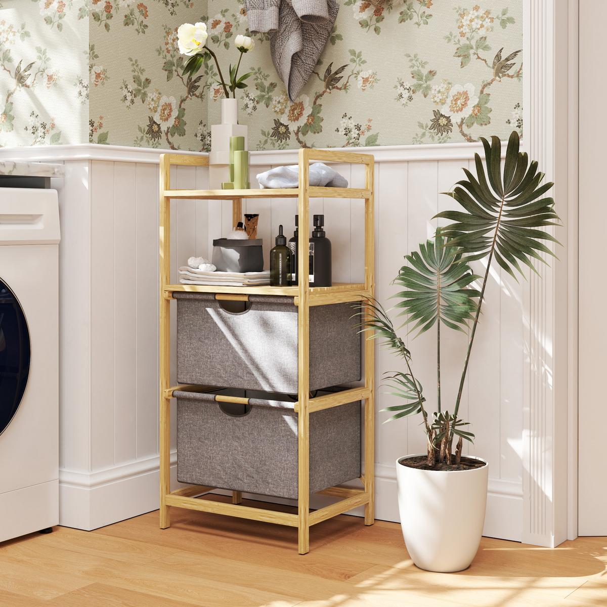 WÄSCHEKORB 35,4 L Wäschesammler, Natur - Naturfarben, Naturmaterialien (34/96/44cm) - HOMCOM