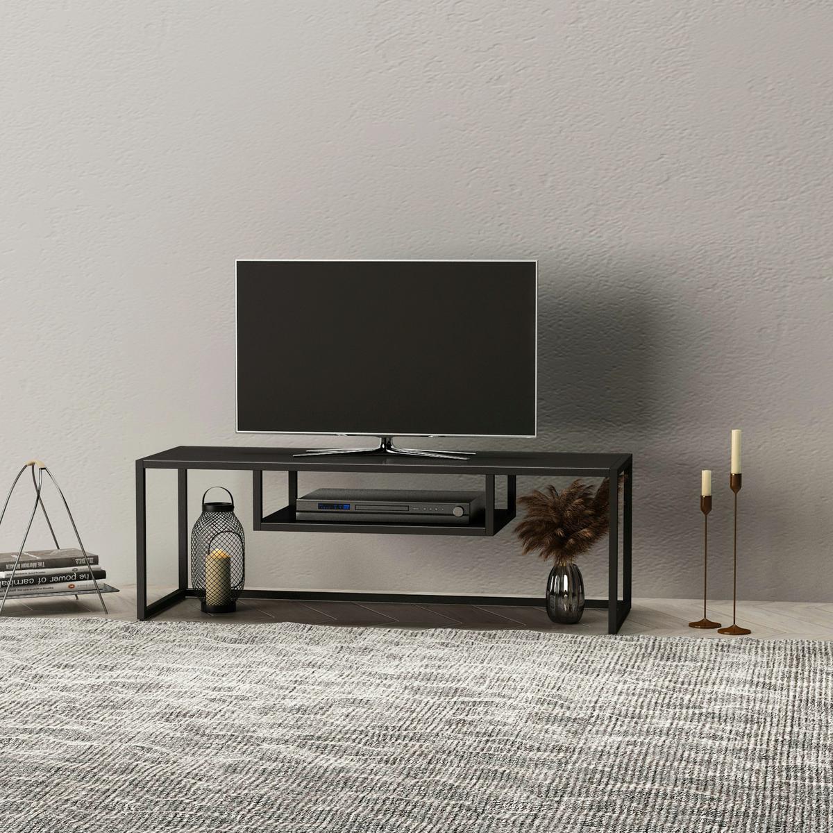 TV-ELEMENT Isokyrö - Schwarz, Metall (120/40/40cm) - [en.casa]