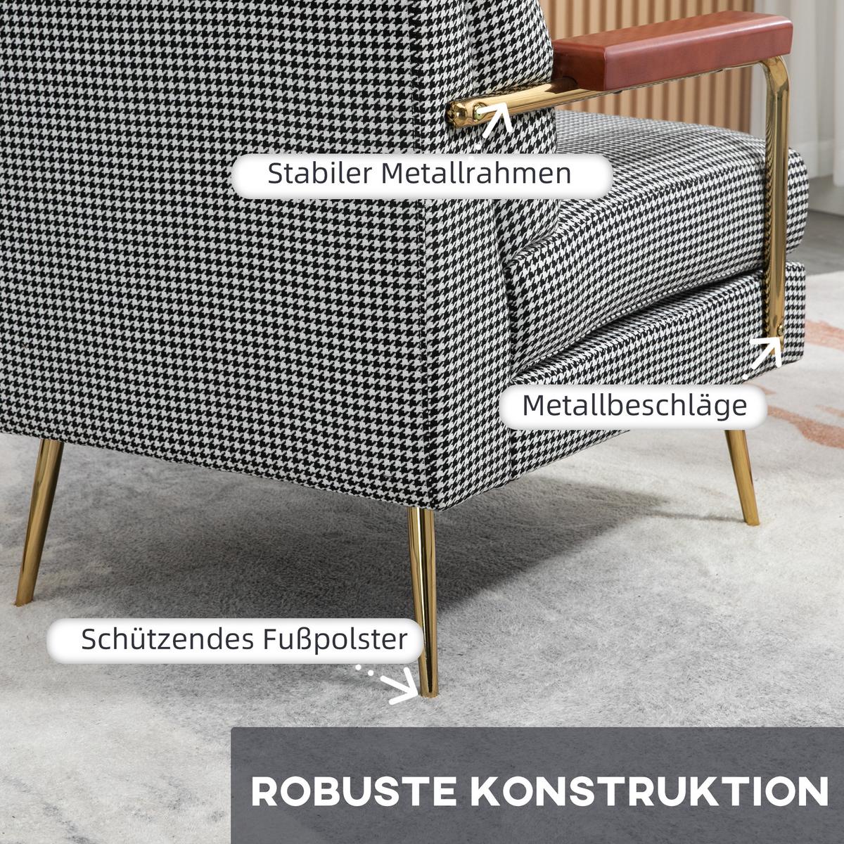 OHRENSESSEL Relaxsessel, Polstersessel Akzentsessel mit Leinenoptik, Stahlbeine - Multicolor, Kunststoff (81.5/87.5/72cm) - HOMCOM