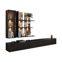 WOHNWAND Soul mit LED-Beleuchtung - Schwarz/Braun, Holzwerkstoff/Kunststoff (300/31.5/42cm) - MIRJAN24