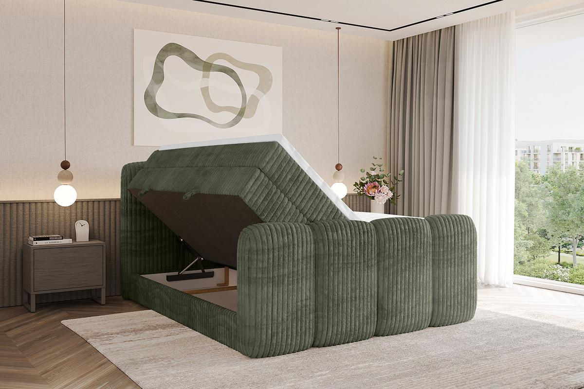 BOXBETT mit Matratze H3|H4 und Lattenrost - NINA-Z KING - 160x200 cm Tila - Olive - Olivgrün, Holzwerkstoff (160/200cm)