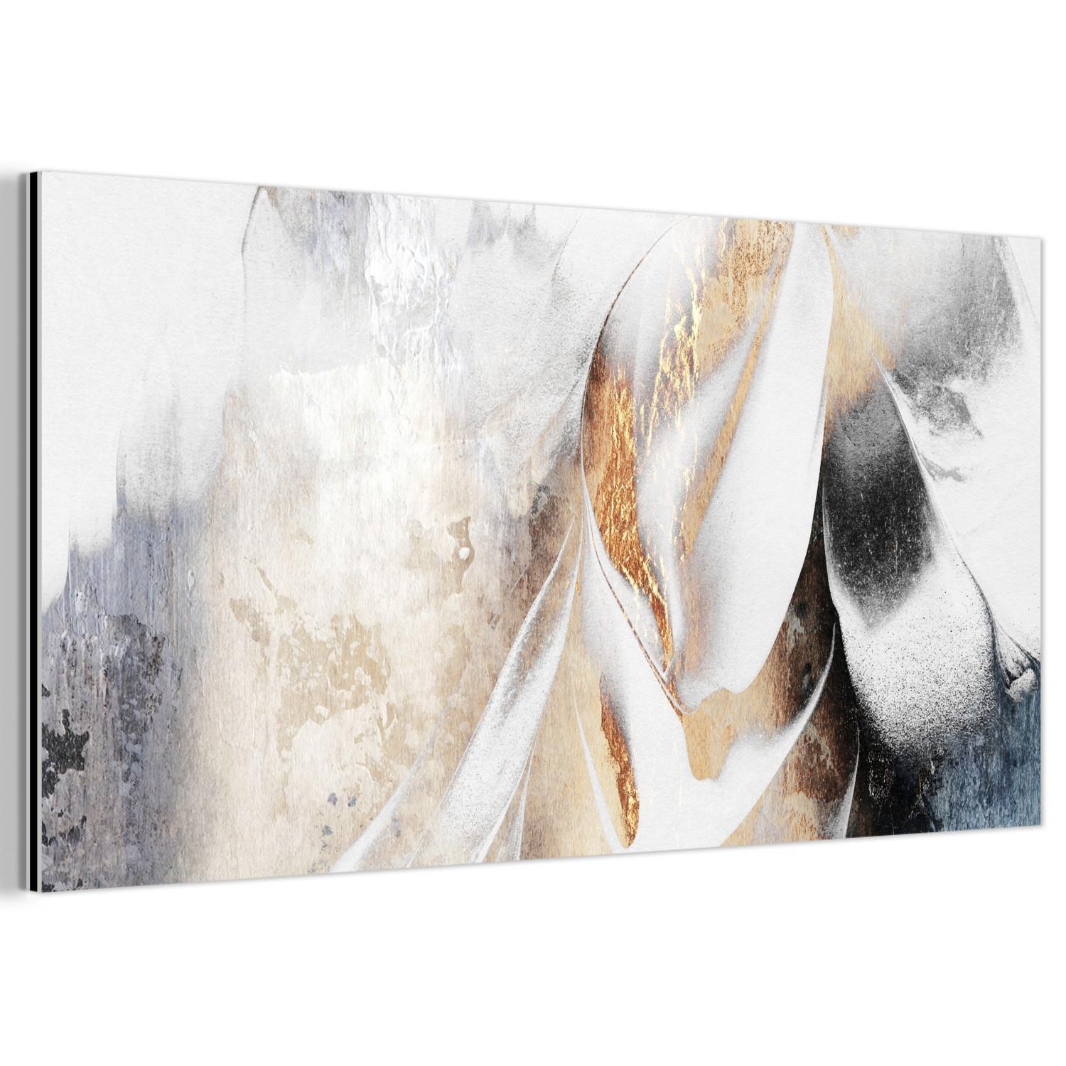 METALLBILD Luxus - Abstrakt - Gold - Weiß 80x40 cm - Goldfarben, Metall (80/40cm) - MuchoWow