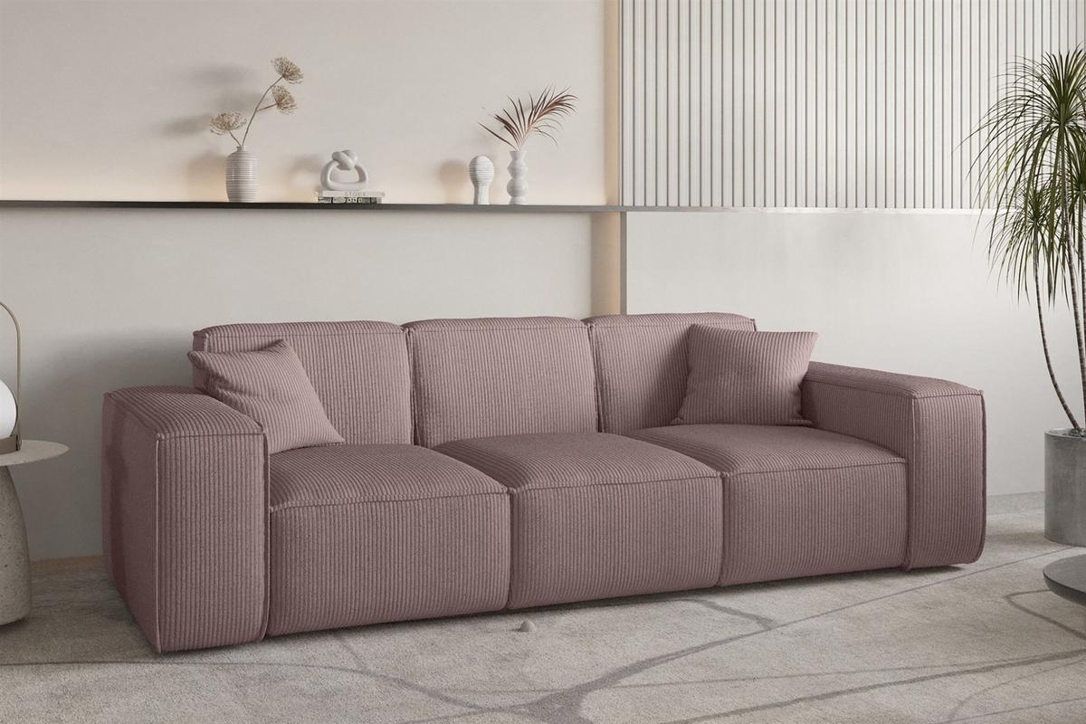 SOFASET Celes Premium 3-2-1 Stoff Scala - Lila, Holzwerkstoff/Textil (225/73/88cm) - Fun Möbel