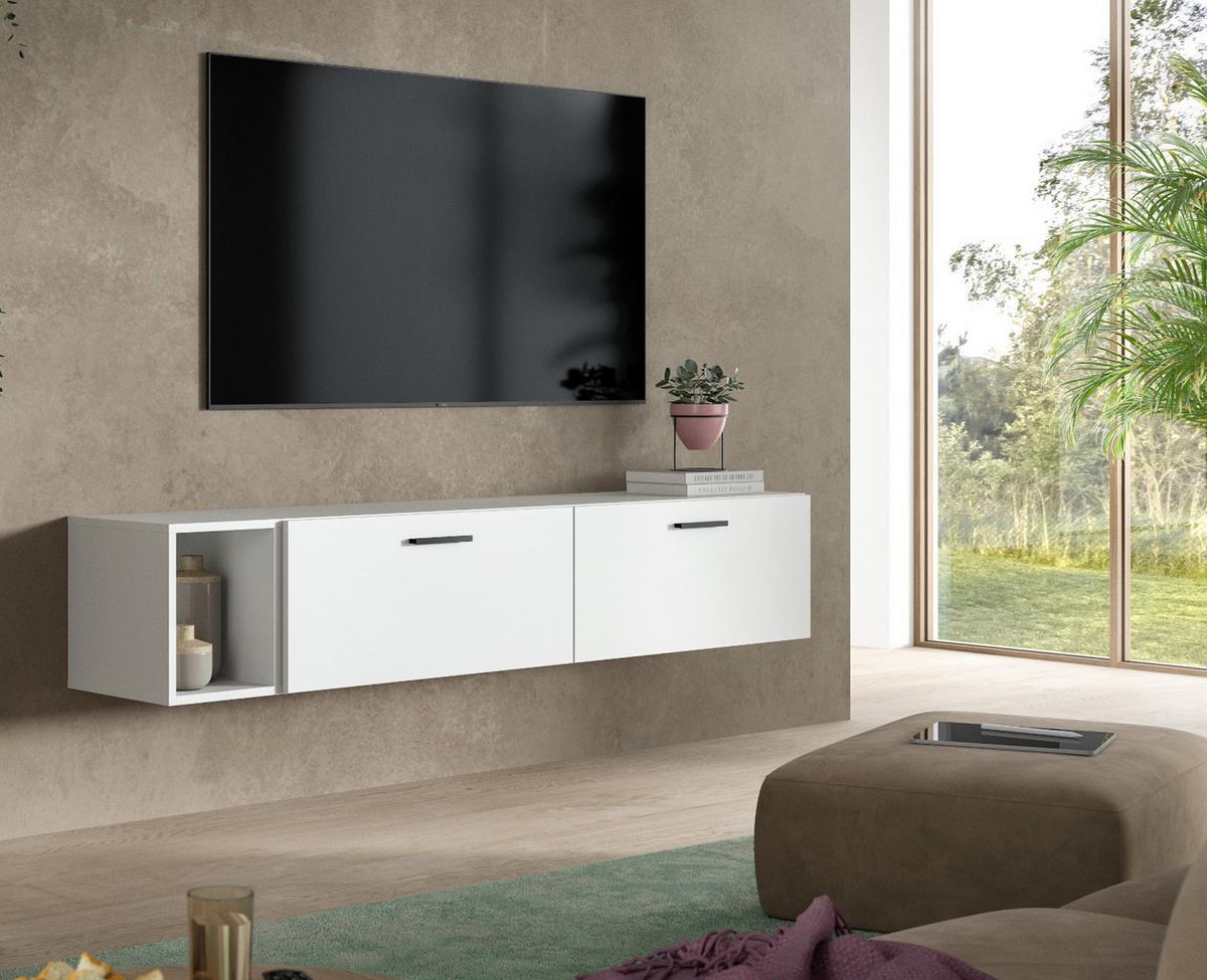 TV-LOWBOARD weiß 176 cm, TV Unterteil hängend / stehend - Schwarz/Weiß, Holzwerkstoff/Kunststoff (176/32/34cm) - Inn.Furn