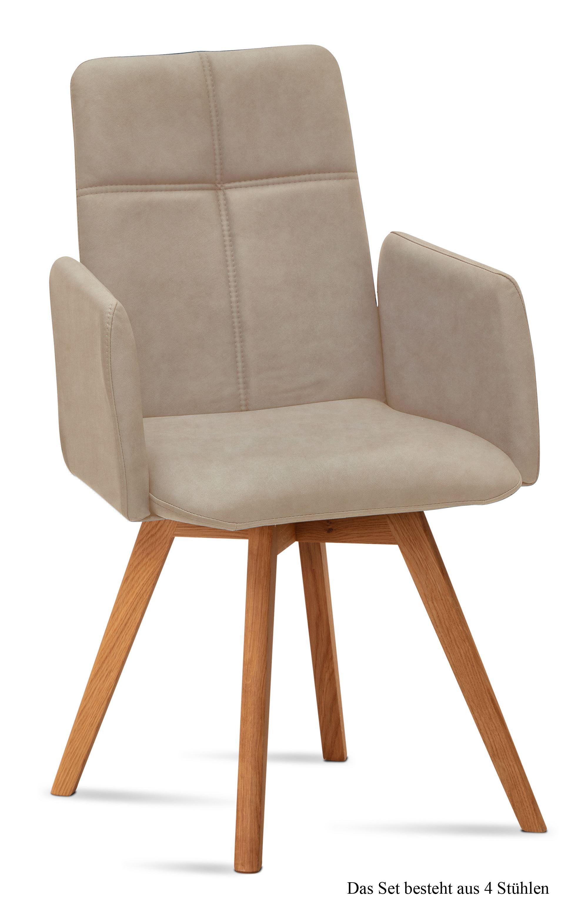 ARMLEHNSTUHL (4er-Set) Dinah 52x92x60 Eiche geölt/Natur - Eichefarben/Naturfarben, Kunststoff (60/92/52cm) - 58aufmkessel