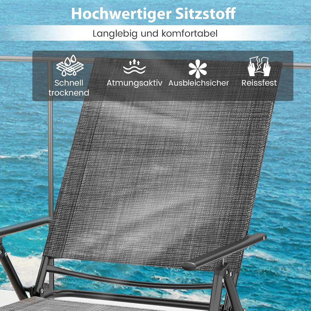SONNENLIEGEN 2er-Set Grau - Grau, Metall (189/102/64cm) - COSTWAY
