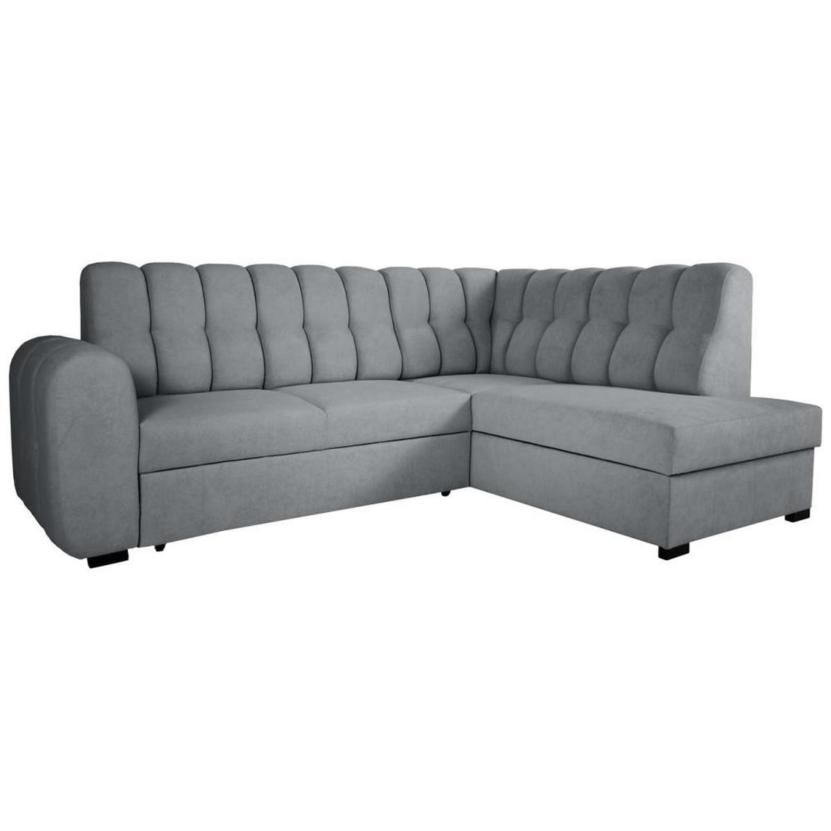 ECKSCHLAFSOFA Zoja rechts grau - Schwarz/Grau, Textil (261/193cm) - Beautysofa