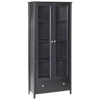 VITRINE mit Glastüren 80 cm Schwarz Nornalup - Schwarz, Holzwerkstoff (80/180/35cm) - Beliani