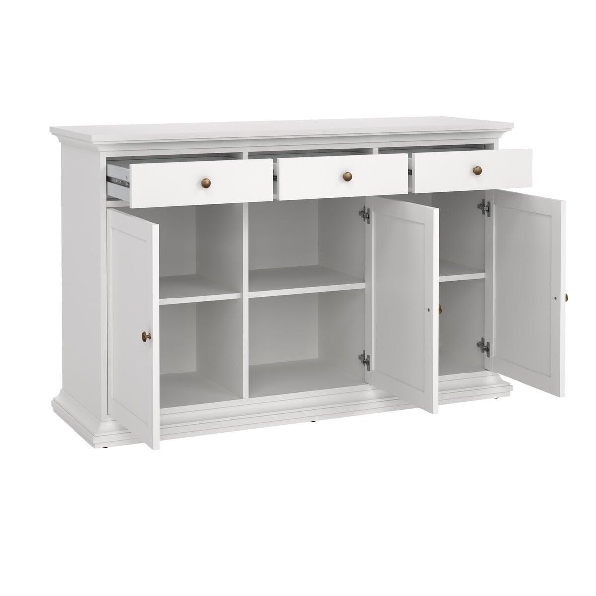 ANRICHTE mit 3 Türen und 3 Schubladen sofia 143,7/46,1/91,66 cm - Weiß, Holzwerkstoff (46.1/91.66/47cm) - Calicosy