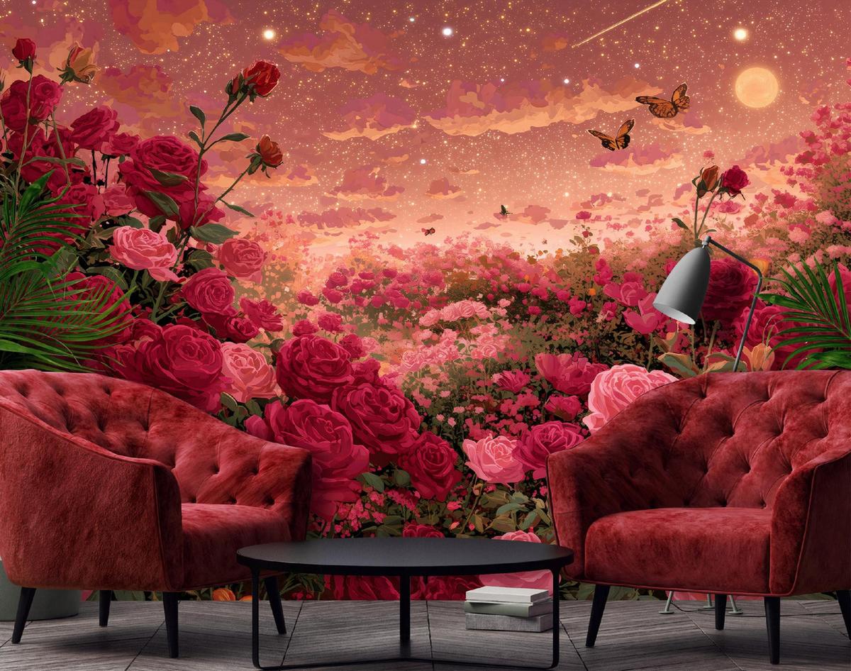 FOTOTAPETE Blumen Rosen Rot 400x280 cm - Multicolor, Papier (400/280cm) - Wallarena
