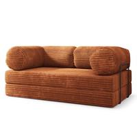 BETTSOFA ALVIO aus Schaumstoff Kordstoff Braun Schlaffunktion - Braun, Textil (170/68/80cm) - MASSENO