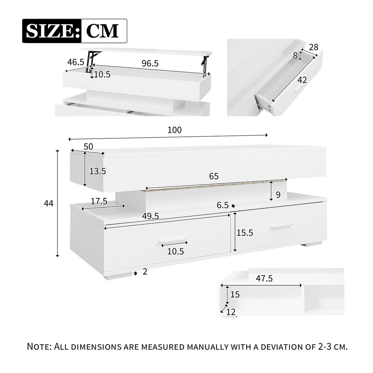 COUCHTISCH Weiß 100/50/44 cm - Grau, Holzwerkstoff (100/50/44cm) - Urban Meuble