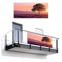BALKON-SICHTSCHUTZ Baum - Heidekraut - Sonnenaufgang Witterungsbeständig 200x90 cm - Flieder, Kunststoff (200/90cm) - MuchoWow