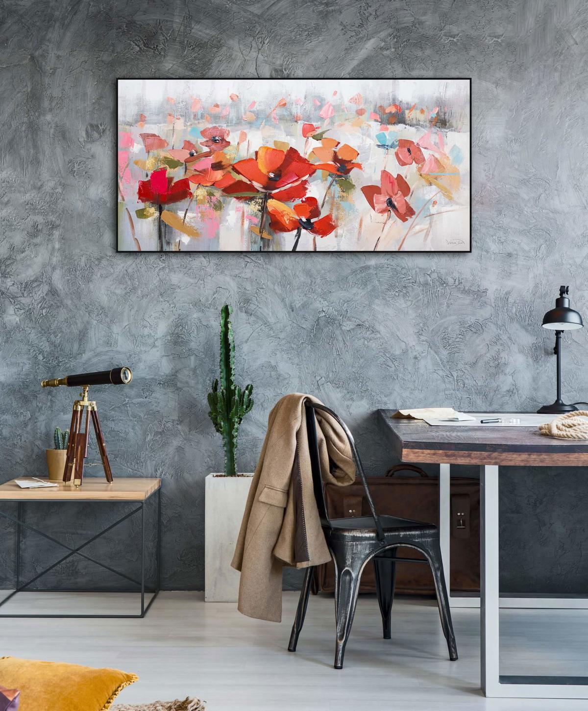 ÖLGEMÄLDE 120/60 cm - Rot/Grau, Holz/Textil (120/60cm) - KUNSTLOFT