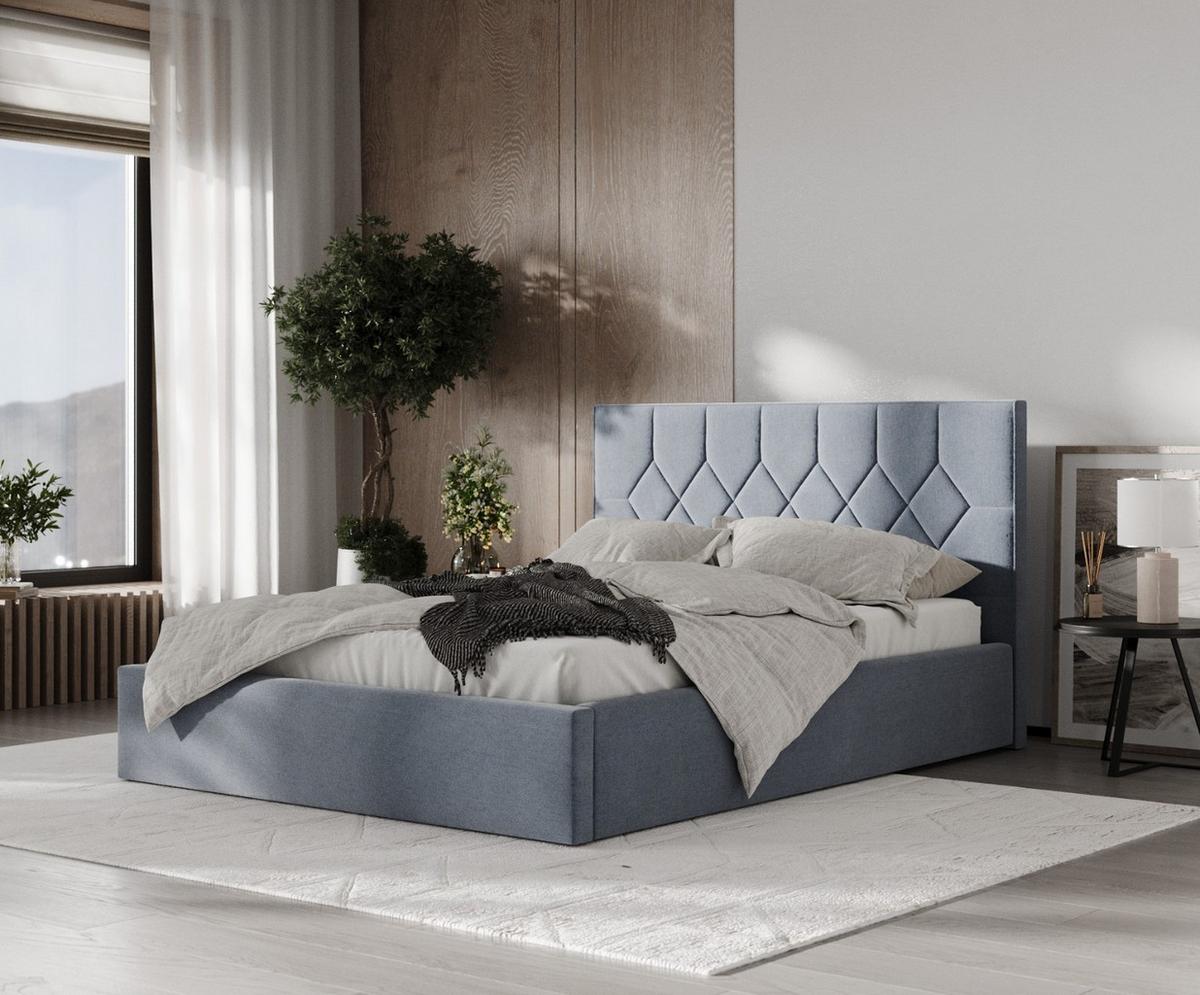 POLSTERBETT Brisa 140/200 cm Blau im Asti Stoff - Blau/Schwarz, Holz/Holzwerkstoff (140/200cm) - AltaBeds