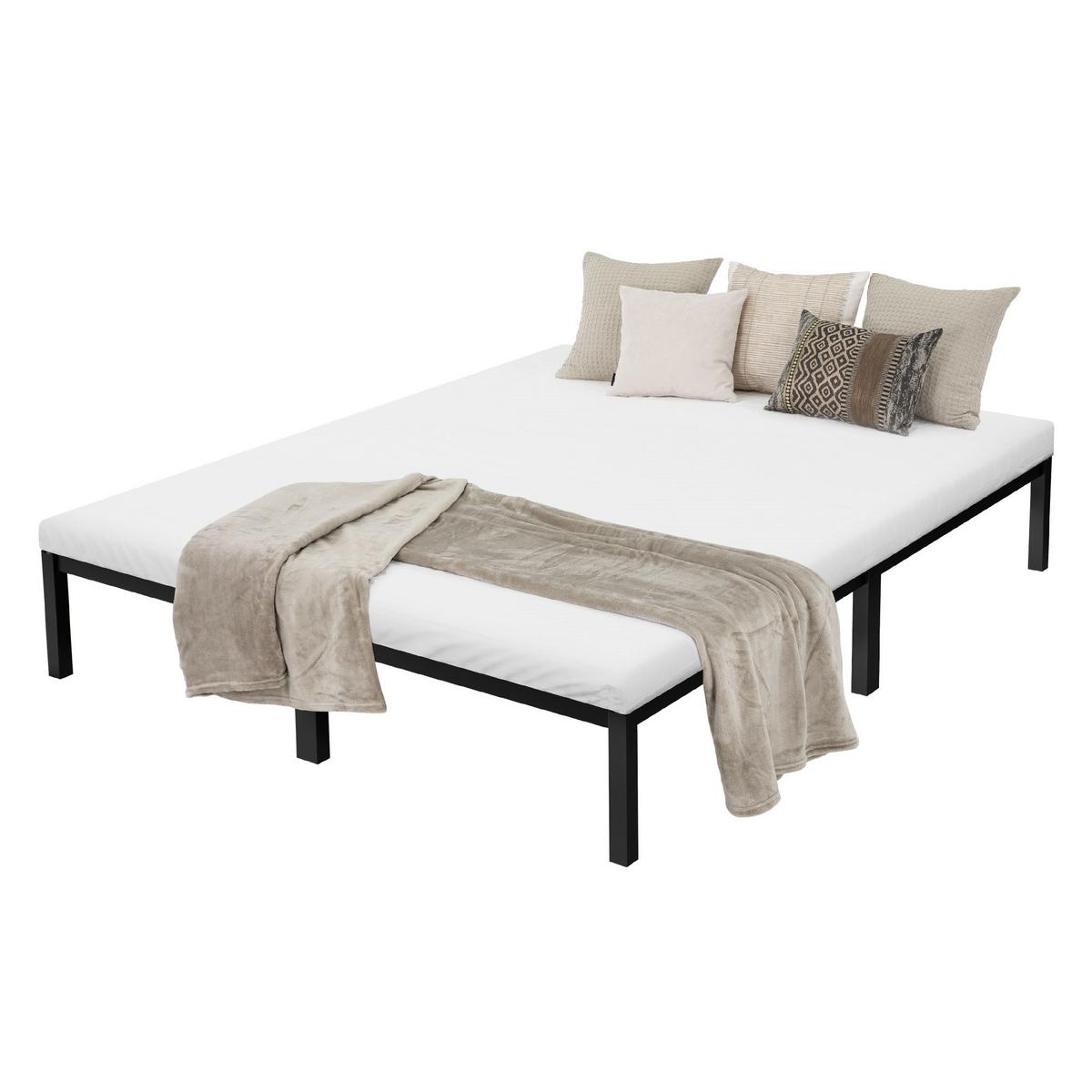 METALLBETT 160x200 cm mit Lattenrost Schwarz auf Stahlrahmen - Schwarz, Metall (160/200cm) - ML-DESIGN