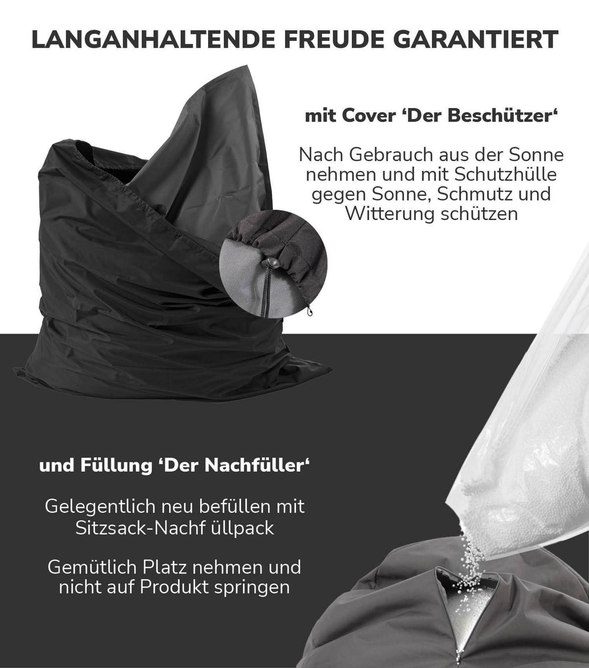 OUTDOOR SITZSACK mit Schutzhülle Der Große - Beige, Textil (130/170/20cm) - Mokebo