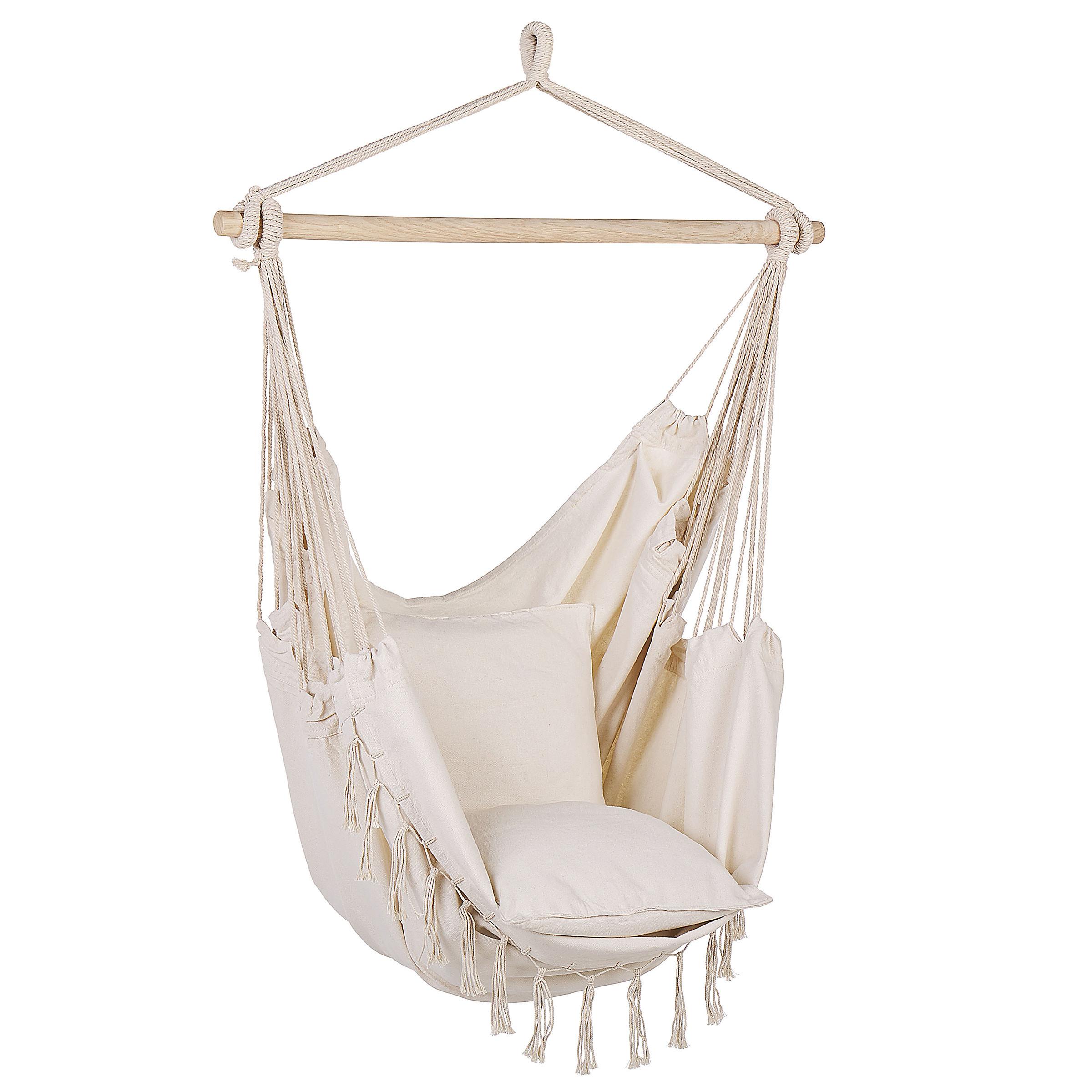 HÄNGESSESSEL Makramee Baumwolle beige Bonea - Beige, Textil (95/125/55cm) - Beliani