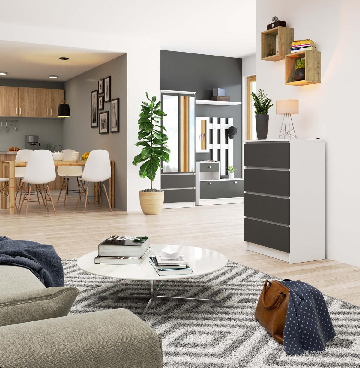 KOMMODE - Weiß, Holzwerkstoff (60/99/40cm) - RAUMHIRSCH FURNITURE
