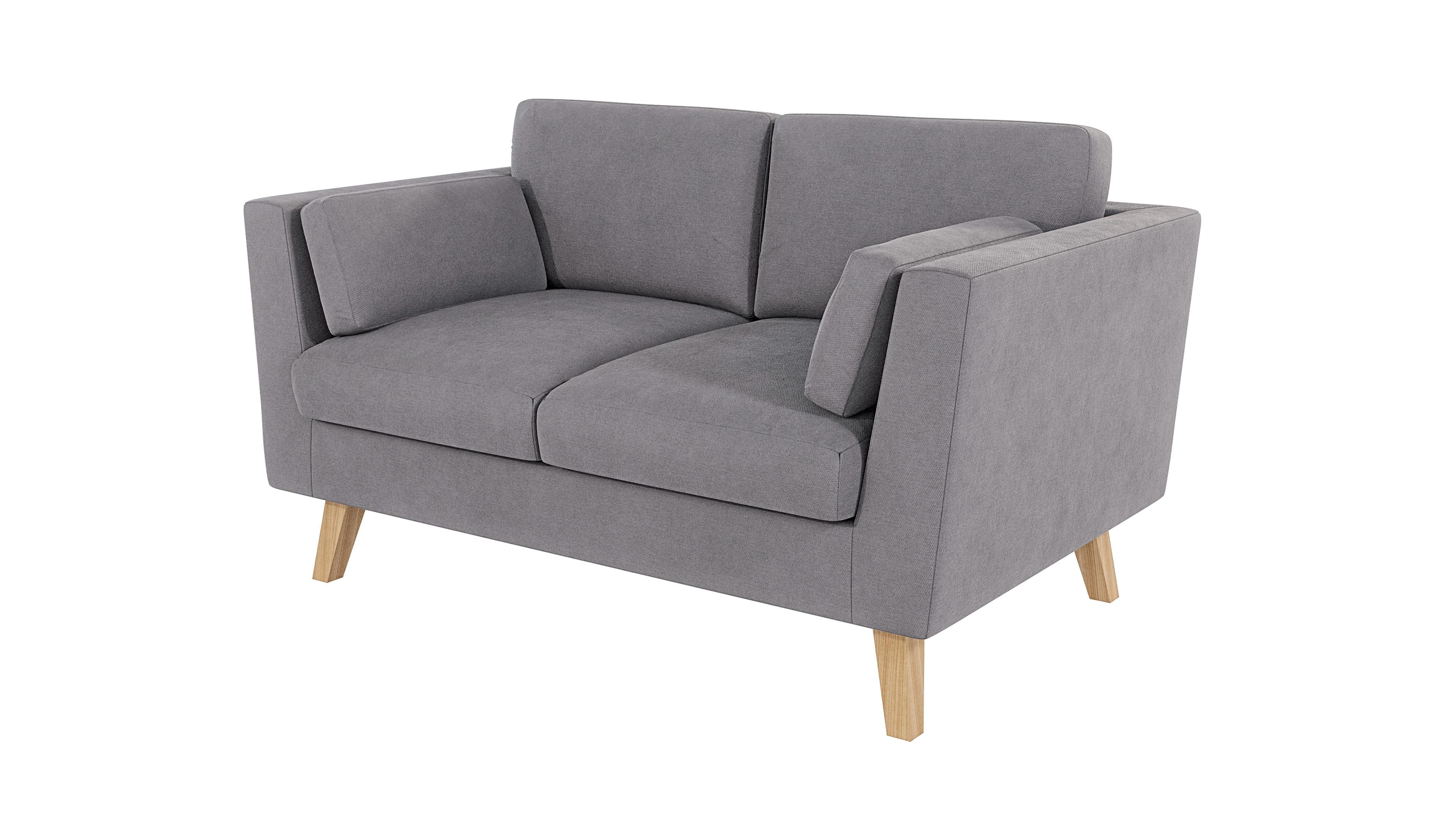 2-SITZER-SOFA Mario Grau Microfaser - Hellbraun/Grau, Holz/Buchenholz (152/90/89cm) - S-Style Möbel