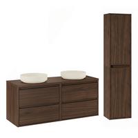 BADMÖBEL 120cm Edmé 2er-Set Dunkles Holz - Braun, Holzwerkstoff (120/52.2/46cm) - Petits-meubles