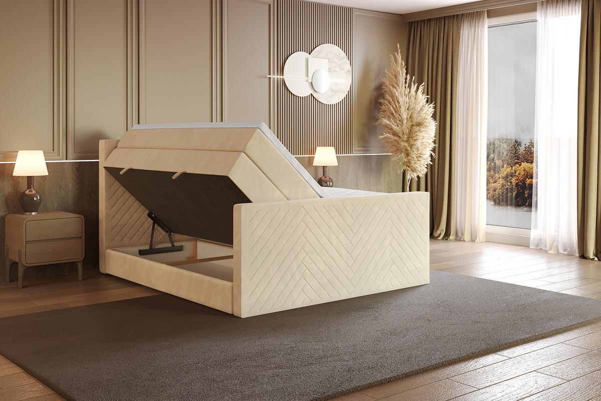 BOXSPRINGBETT mit Matratze und Lattenrost - VEXA-Z KING-200x200 - Beige Monolith - Beige, Holzwerkstoff (200/200cm) - ALTDECOR